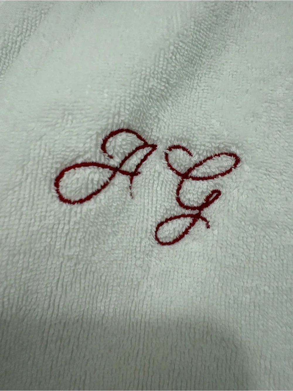Crate&Barrel White Terry Robe with Pink Embroidered Monogram AG - Picture 4 of 5
